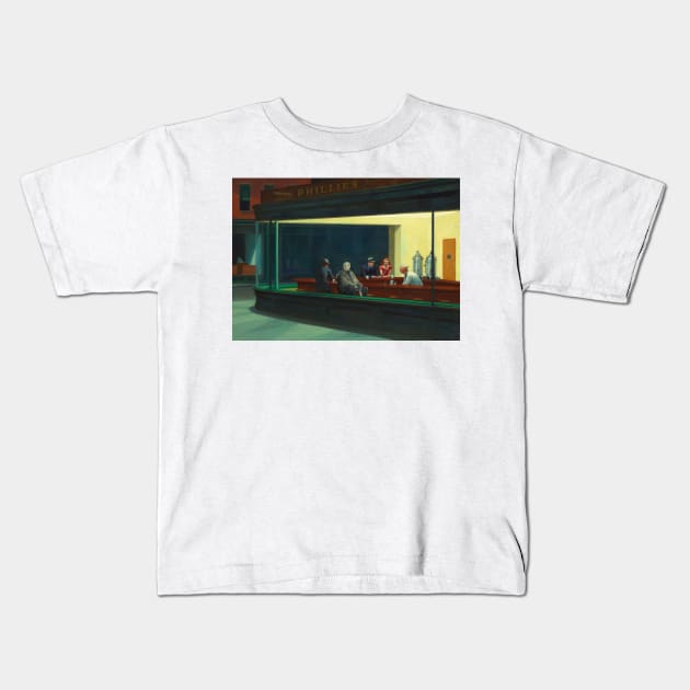 Jason Vorhees in Hopper Nighthawks Kids T-Shirt by luigi-tarini